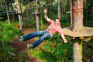 Zipwire fun from your log cabins with hot tubs